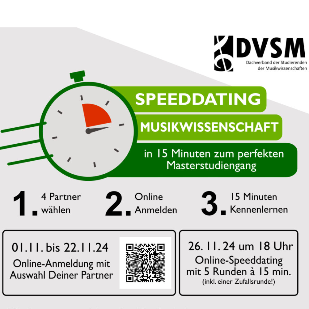 Masterspeeddating Musikwissenschaft, Runde 4 – Die Anmeldung ist geöffnet!